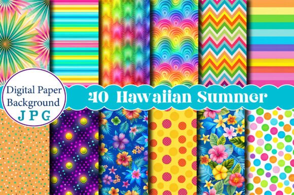 Hawaiian Summer Digital Papers Scrapbook: Elevate Your Creative Projects with Vibrant Tropical Designs
