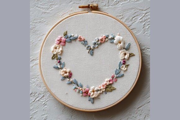 Heart Floral Wreath Embroidery Pattern17: A Romantic Guide for Modern Stitchers
