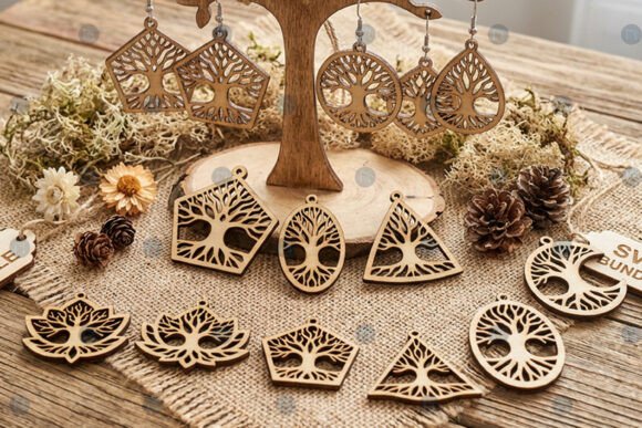 Laser Cut Tree of Life Earring SVG Bundle