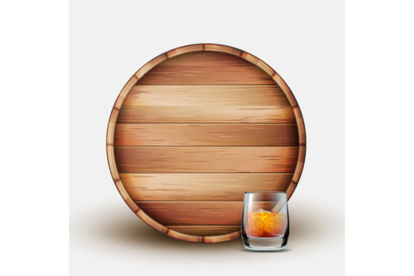 Mastering the Visual Appeal of a Blank Wooden Barrel with Glass of Whiskey in Your Designs