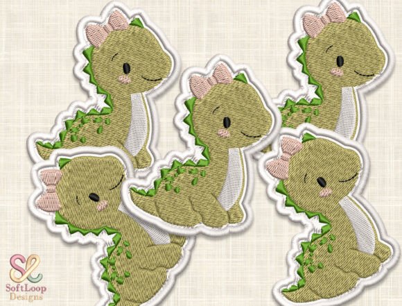 Meet the Girl Dinosaur Patch: A Roar-some Embroidery Design